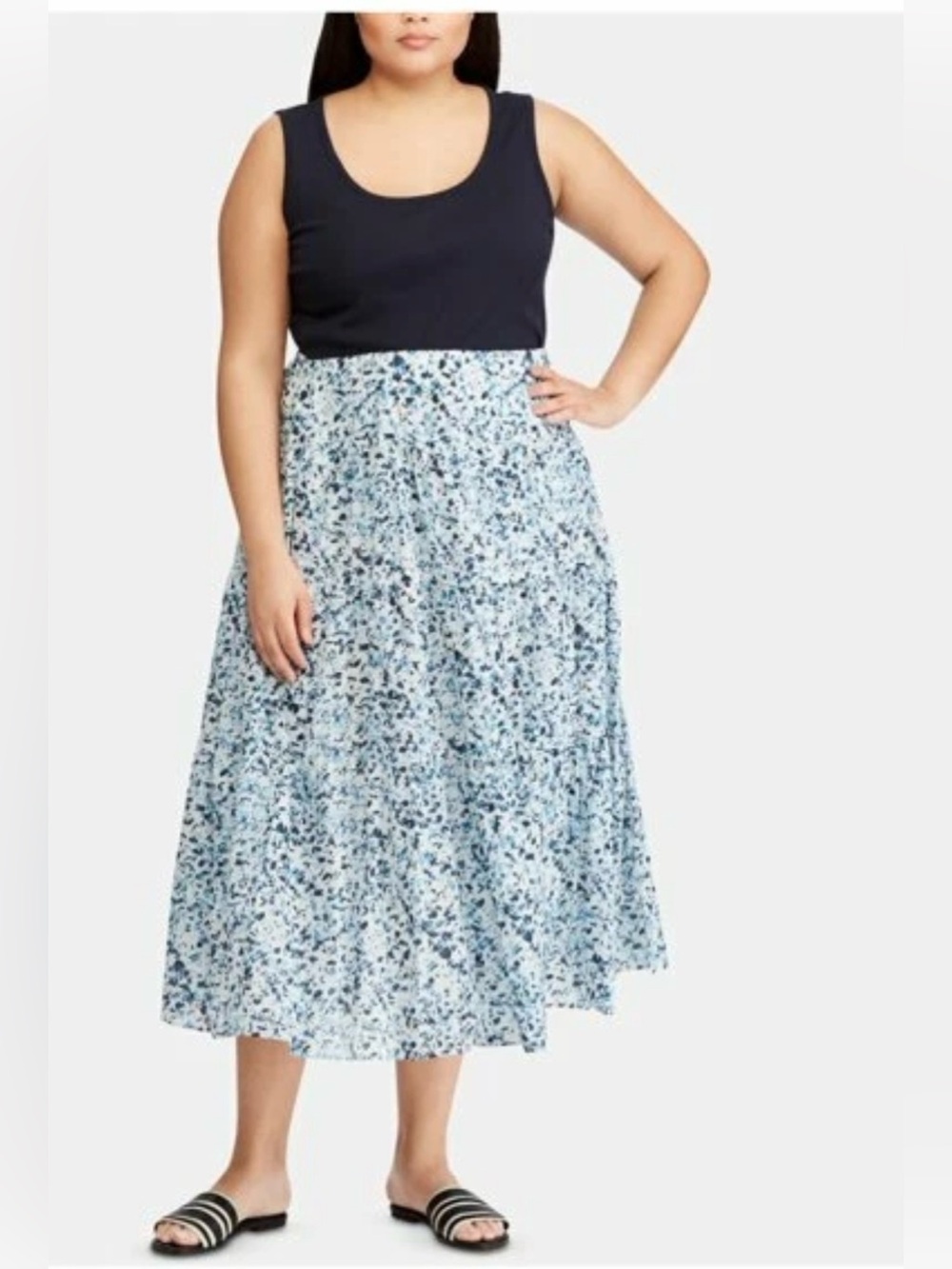 NWOT LAUREN Ralph Lauren Blue & White Chiffon Skirt
Size 16